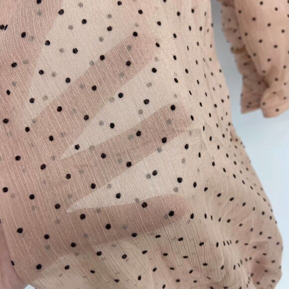 O. Vianca cream black polka dot ruched smocked cropped top womens l - Picture 5 of 5